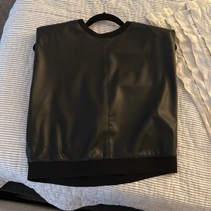 Alice & Olivia Black Leather Cropped Tank